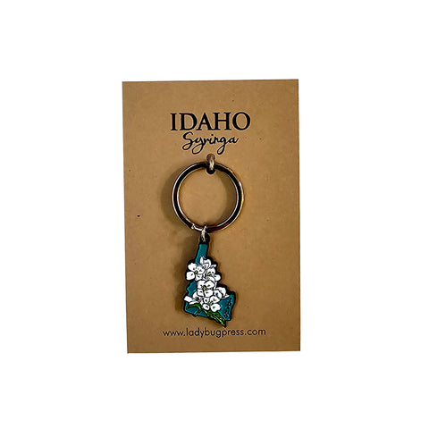 Idaho Syringa, Idaho’s State Flower Enamel Keychain