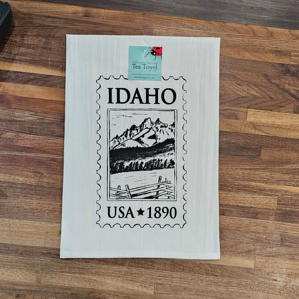 Idaho Postage Stamp Tea Towel, Screen Printed flour sack towel