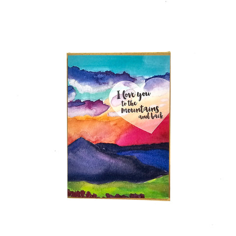 Love You to the Mountains and Back, letterpress & Eco friendly card