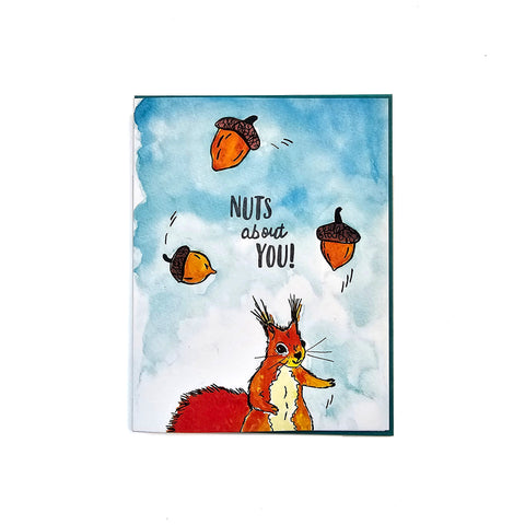 Nuts About You, Letterpress Printed Greeting Card
