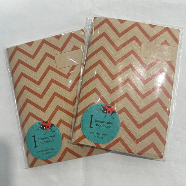 Chevron Notebook, hand drawn and staple bound, letterpress printed eco friendly