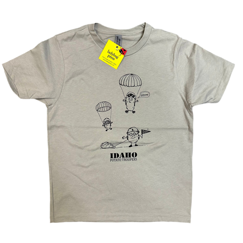 Youth Idaho Potato Troopers Gray T-Shirt, Eco Friendly Water based inks