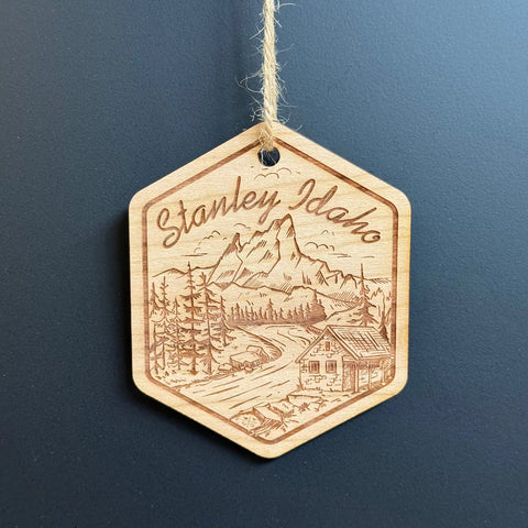 Stanley Idaho Wood Ornament, CDA
