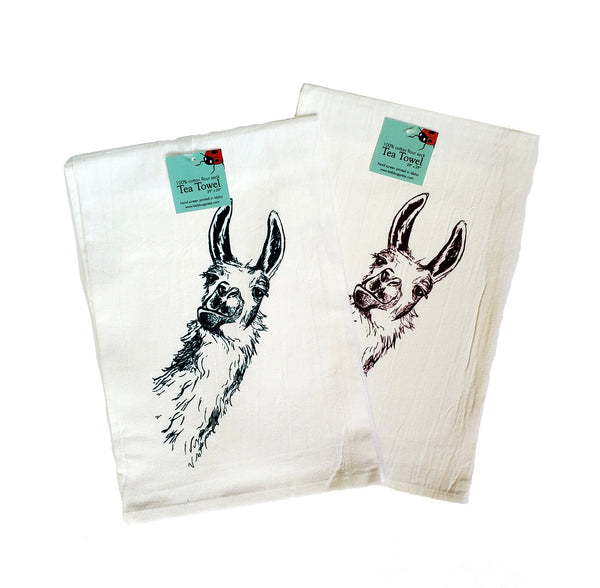 Llama tea towel, flour sack towel