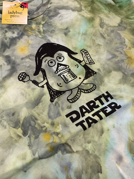 Ice Dyed Darth Tater T-shirt, Adult Sizes, Eco Friendly Waterbased Inks