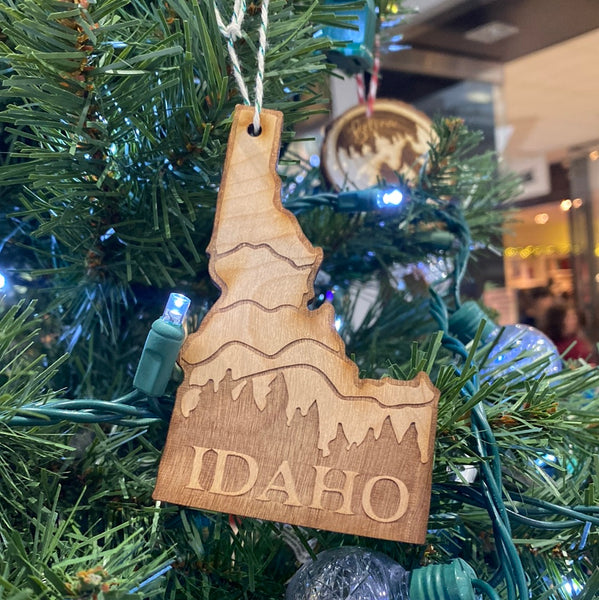 Idaho Mountain and Trees Wood Ornament