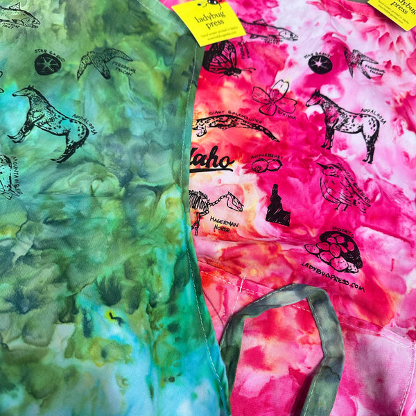 Ice Dyed Symbols of  Idaho Apron