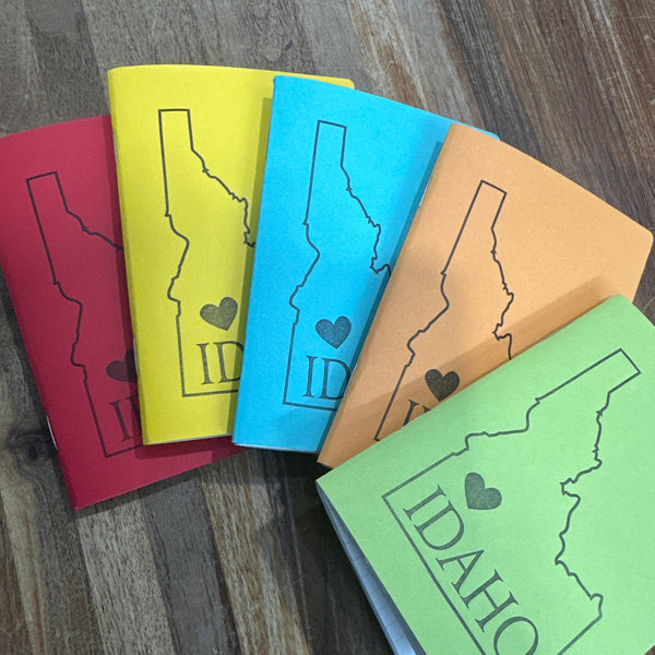Idaho Notebook, Staple Bound with heart, letterpress printed eco friendly