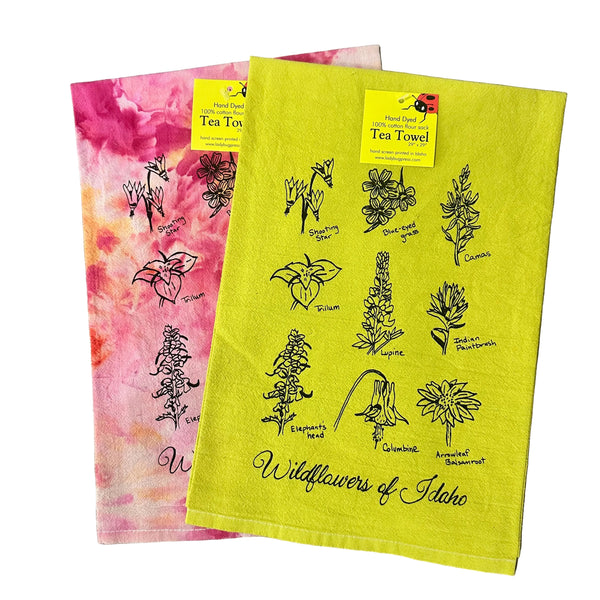 Dyed Wildflowers of Idaho Tea Towel, flour sack dish towel