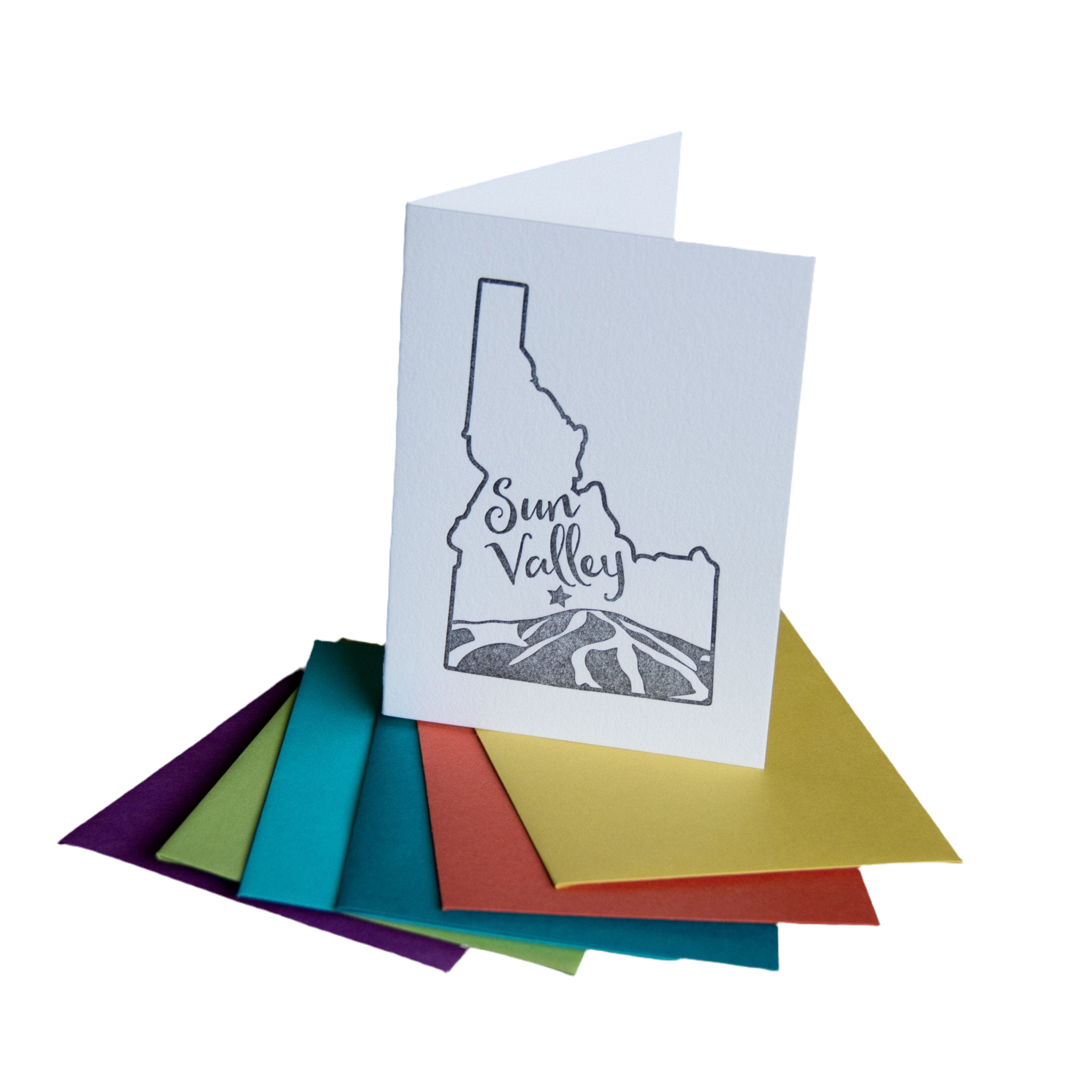 Sun Valley Idaho, Baldy Mountain letterpress printed card eco friendly