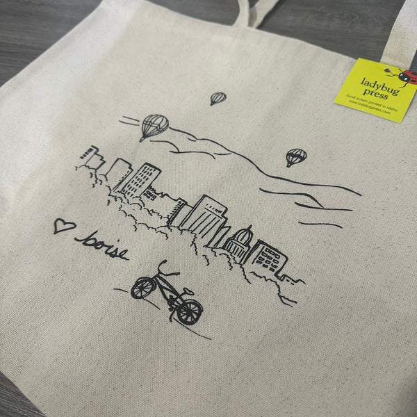 Boise Skyline Balloon Tote Bag, Large Heavy Duty Canvas Bag