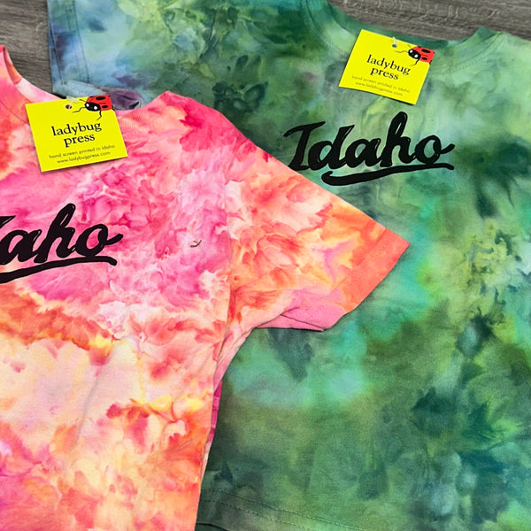 Ice Dyed Toddler Retro Idaho T-shirt, eco-friendly waterbased inks 2T-5T