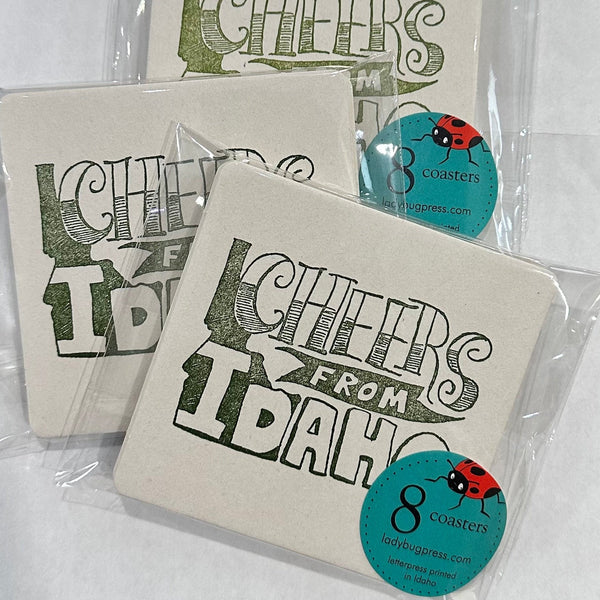 Cheers from Idaho Coasters, 8 pack medium weight coaster