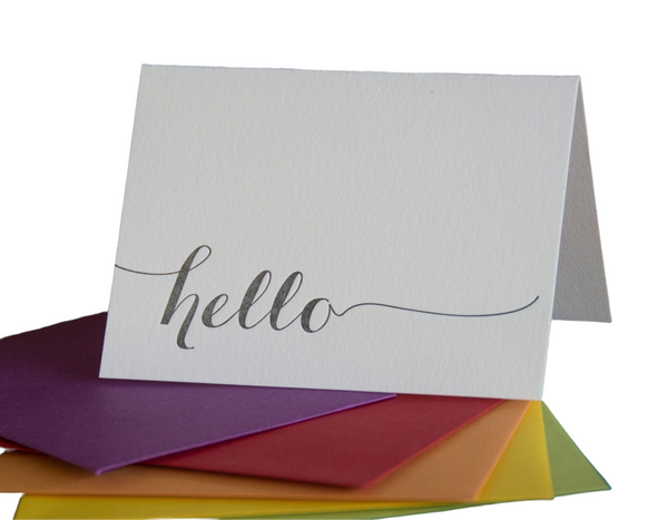 Hello, Letterpress Printed Greeting Card. Eco-friendly