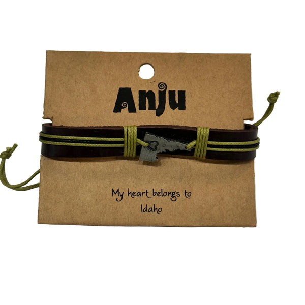 Idaho Pewter Leather Bracelet