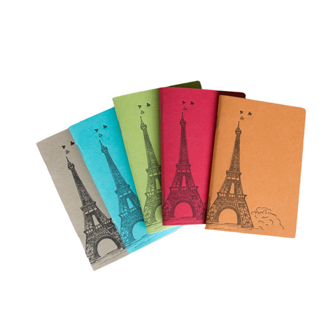 Eiffel Tower Notebook, hand drawn and staple bound, letterpress printed eco friendly