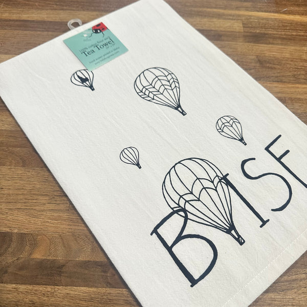 Balloons Over Boise Tea Towel, Screen Printed flour sack towel