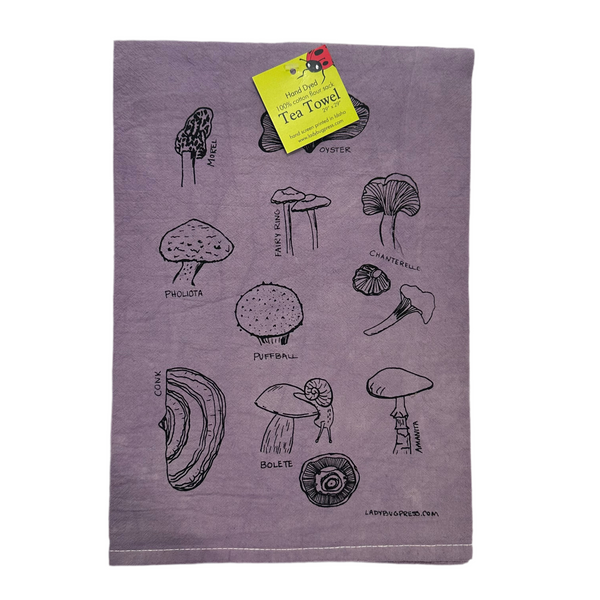 Dyed Mushroom Tea Towel, flour sack towel