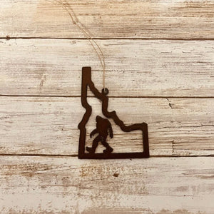 Idaho Outline Bigfoot Iron Ornament