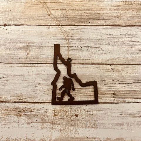 Idaho Outline Bigfoot Iron Ornament