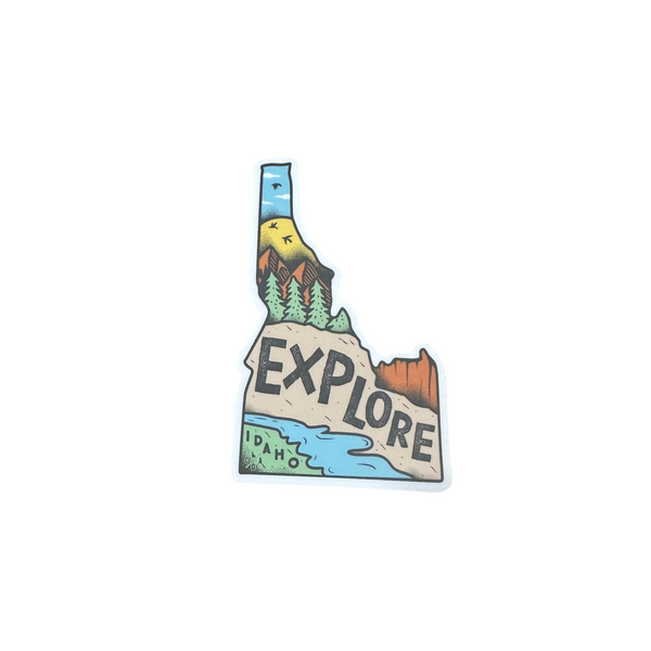 Explore Idaho, Idaho Shaped Sticker. CDA