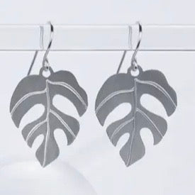 Mini Monstera Leaf Earrings, Rhaphidophora Tetrasperma Gold or Silver