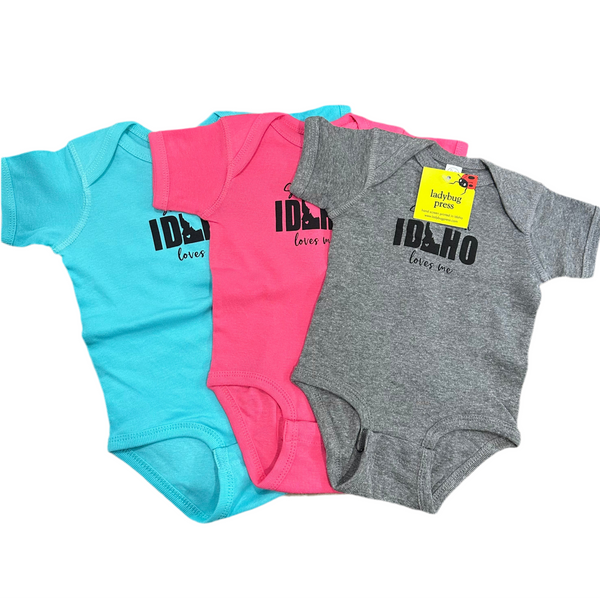 Someone in Idaho Loves Me Onesie, eco-friendly waterbased inks