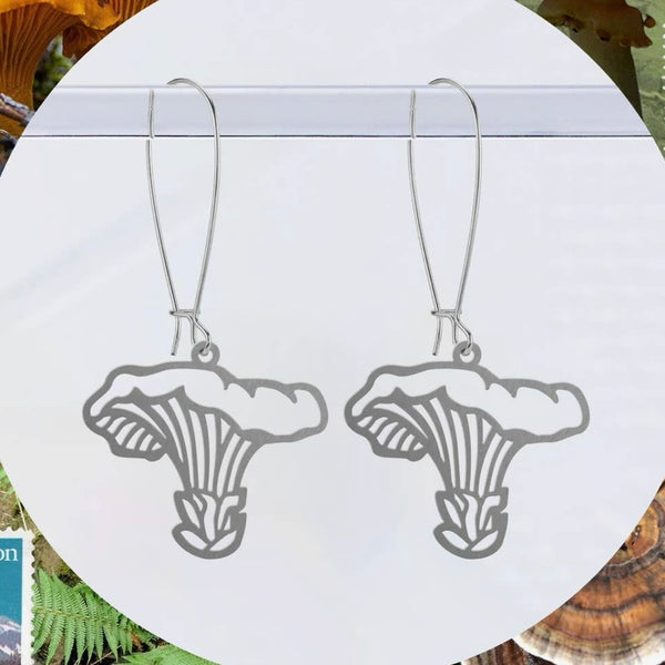 Chanterelle Mushroom Lightweight Earrings Silver or Gold