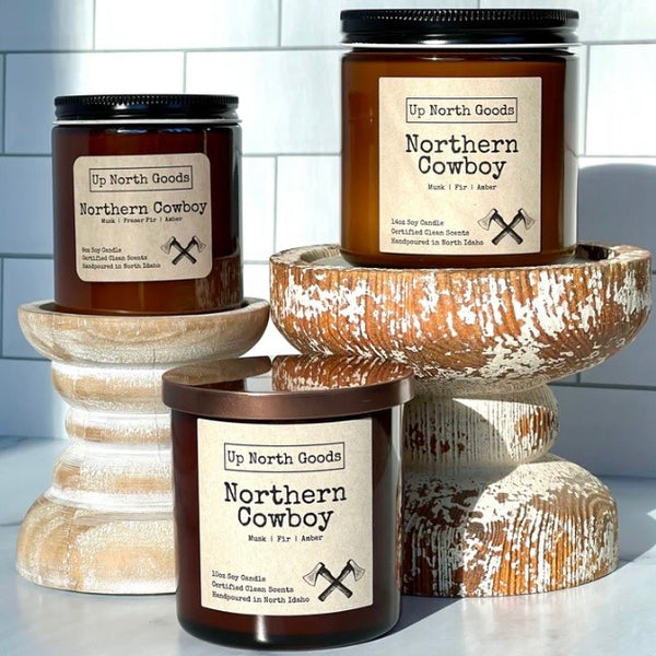 Up North Goods 8oz Soy Candles, Assorted Scents Including Huckleberry