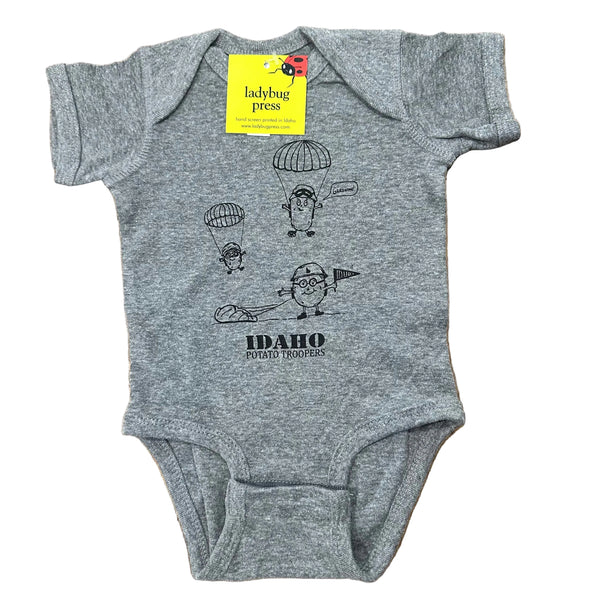 Idaho Potato Trooper Onesie. Eco-friendly Water based Inks