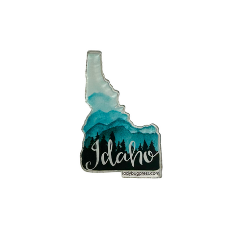 Acrylic Idaho Mountains and Trees Magnet
