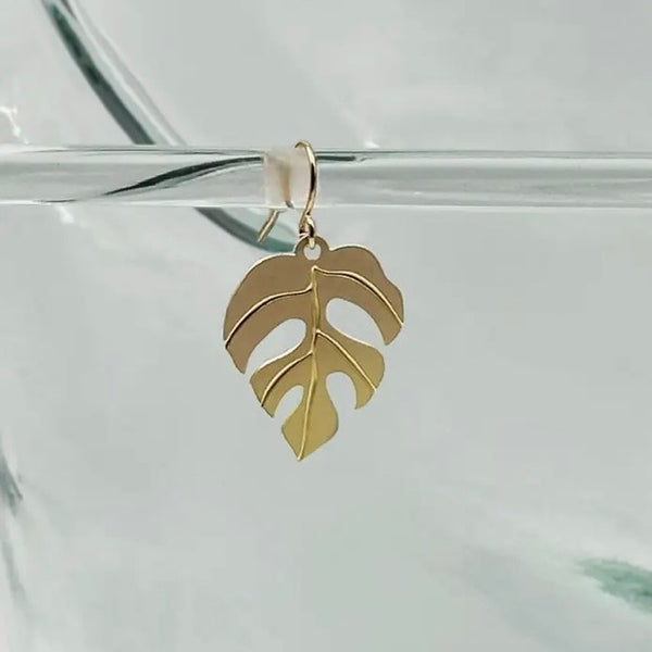 Mini Monstera Leaf Earrings, Rhaphidophora Tetrasperma Gold or Silver