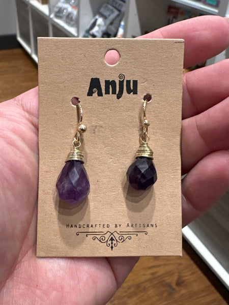 Gold Plated Amethyst Teardrop Earrings