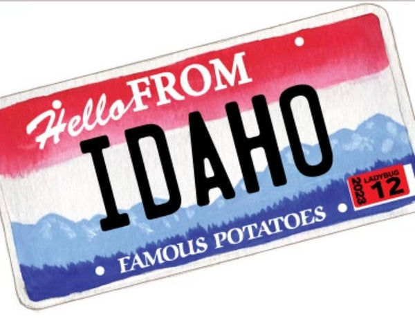 Hello From Idaho License Plate Greeting Card, Letterpress Eco Friendly
