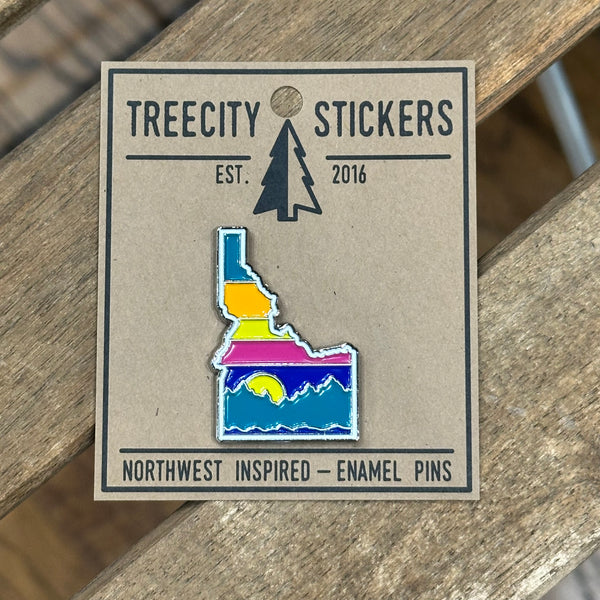 Scenic Neon Idaho Enamel Pin