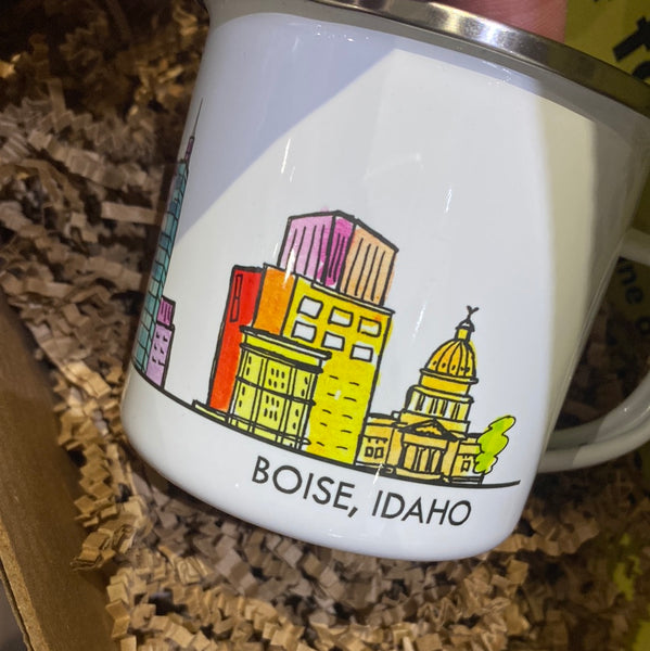 Boise Sketch Skyline Enamel Mug