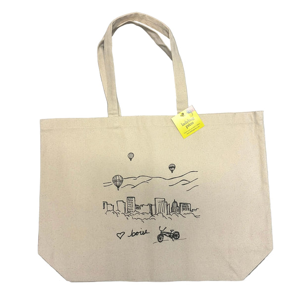 Boise Skyline Balloon Tote Bag, Large Heavy Duty Canvas Bag