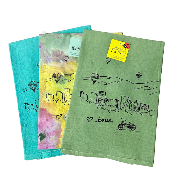 Dyed Boise Balloon Tea Towel, flour sack towel
