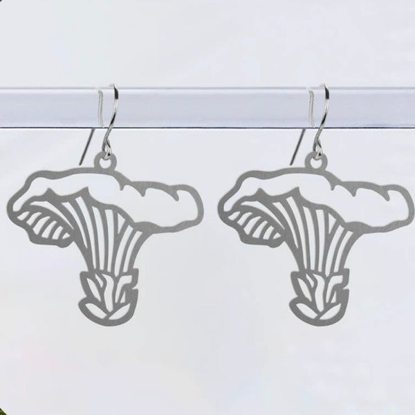 Chanterelle Mushroom Lightweight Earrings Silver or Gold