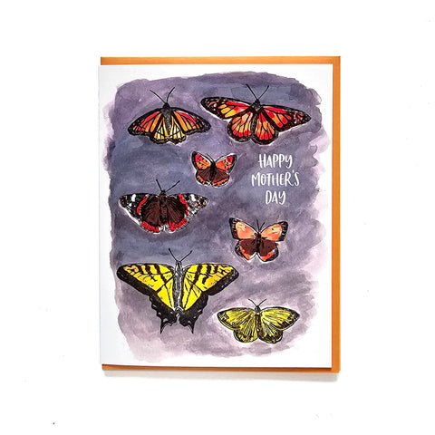 Happy Mother's Day Butterflies, letterpress printed card. Eco friendly