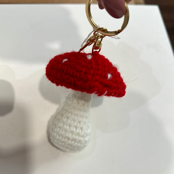 Crocheted Mushroom Keychain