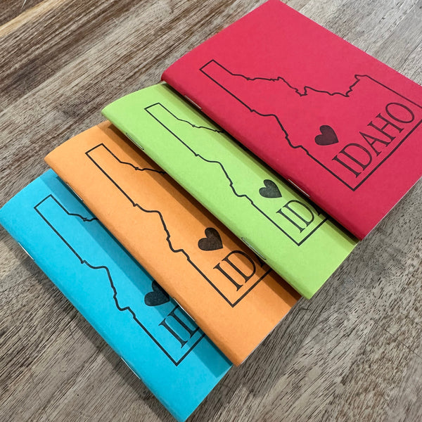Idaho Notebook, Staple Bound with heart, letterpress printed eco friendly