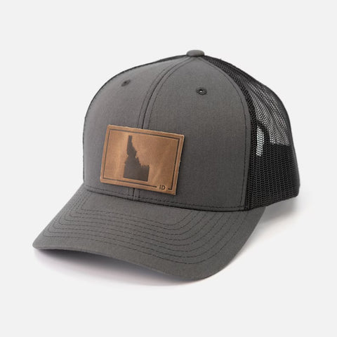 Idaho Silhouette Leather Patch Charcoal/Black Hat