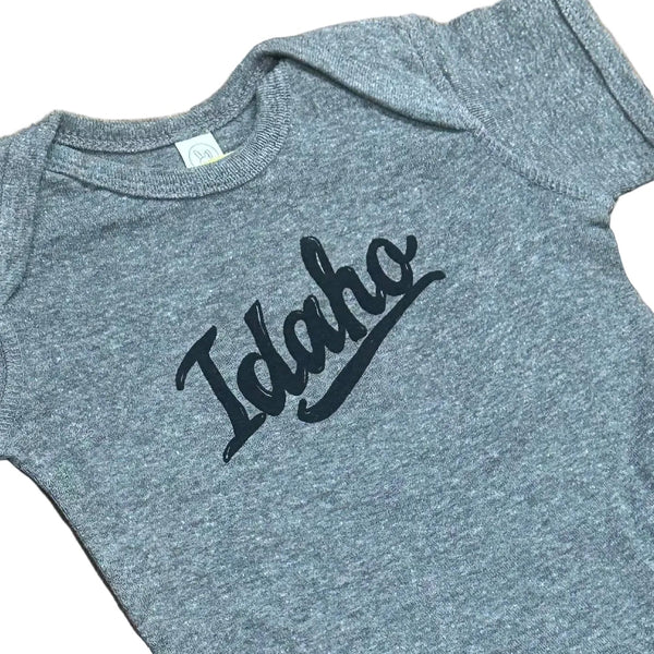 Retro Idaho Onesie, eco-friendly waterbased inks