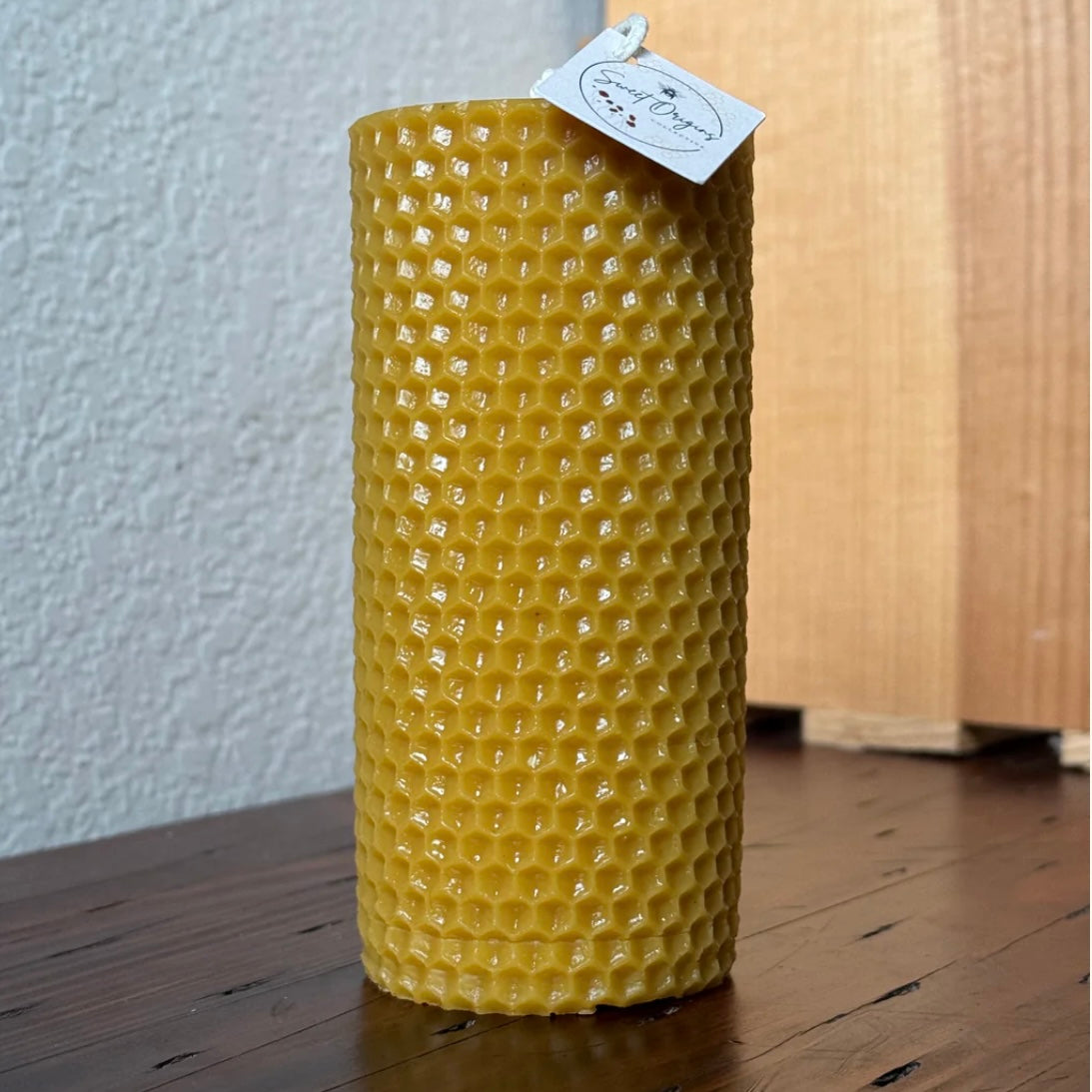 Honeycomb Pillar Beeswax Candle 10oz