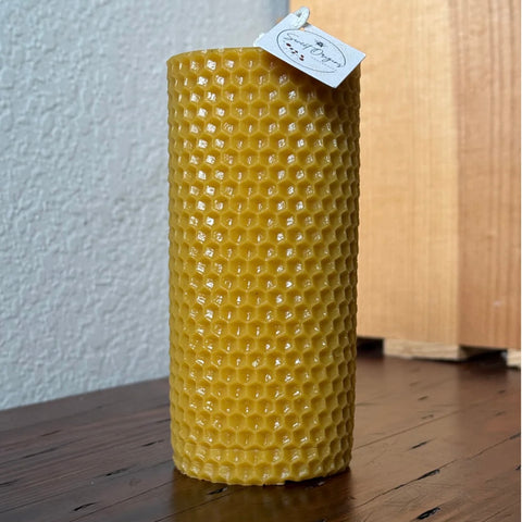 Honeycomb Pillar Beeswax Candle 10oz