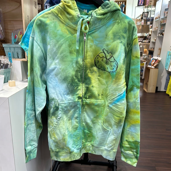 Adult Ice Dyed Spud Zip Hoodie, Eco-Friendly, Adult Sizes