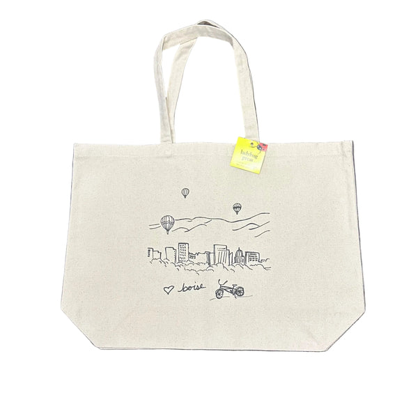 Boise Skyline Balloon Tote Bag, Large Heavy Duty Canvas Bag
