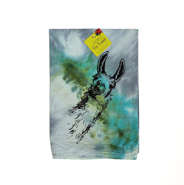 Dyed Llama tea towel, flour sack towel