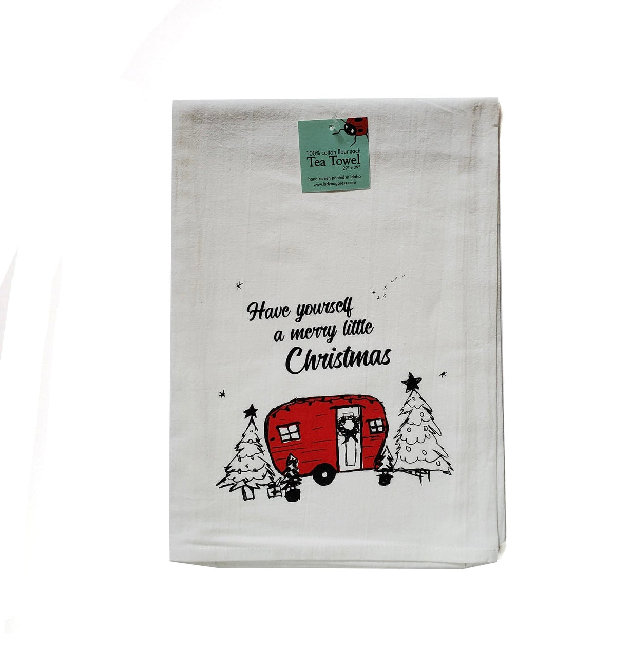 Merry Little Christmas Tea Towel, flour sack towel